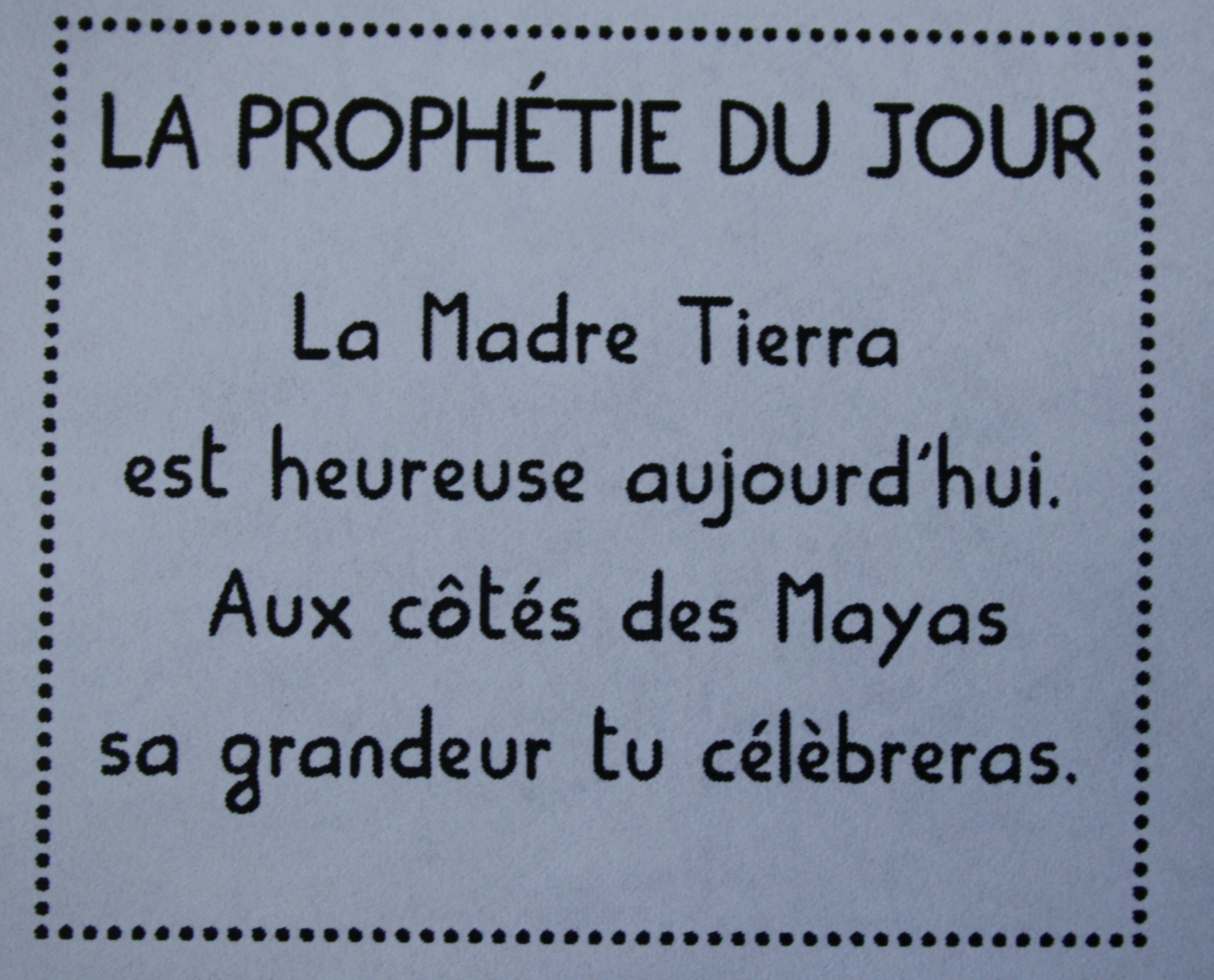 Prophétie du jour